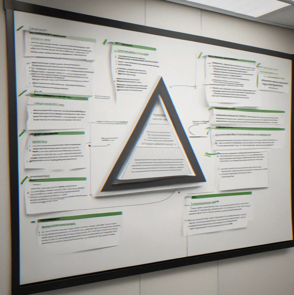 Positioning statement document with pyramid framework showing messaging hierarchy from positioning to value props to proof points