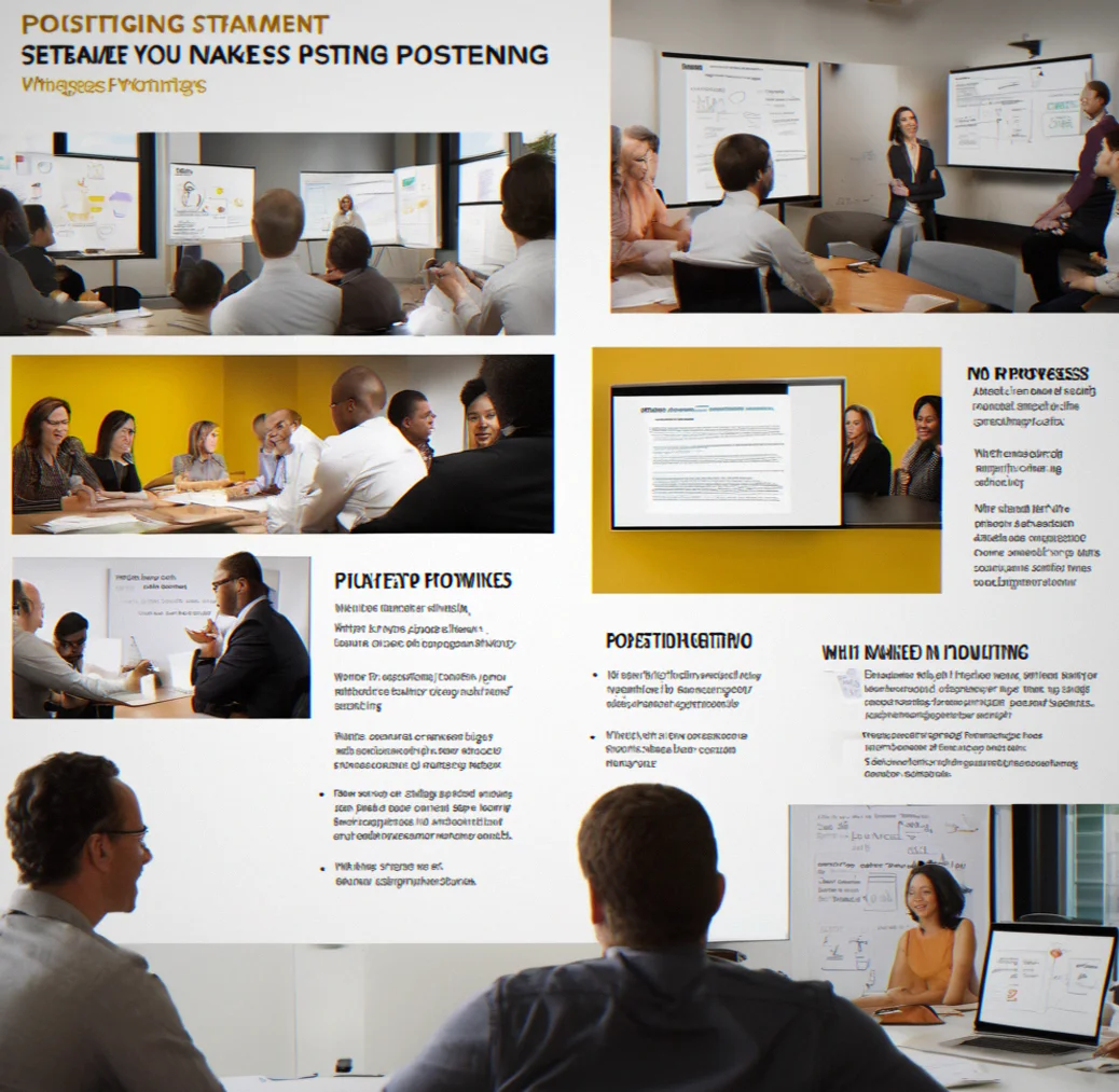 Positioning statement showing company name, who you're selling to, what category you're in, what makes you different, and why that matters